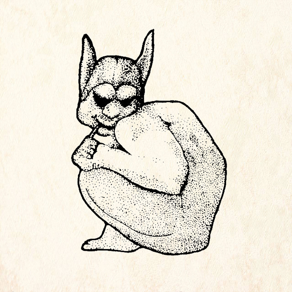StampaFe Crouching Demon Squatting Fantasy Figure Rubber Art Stamp