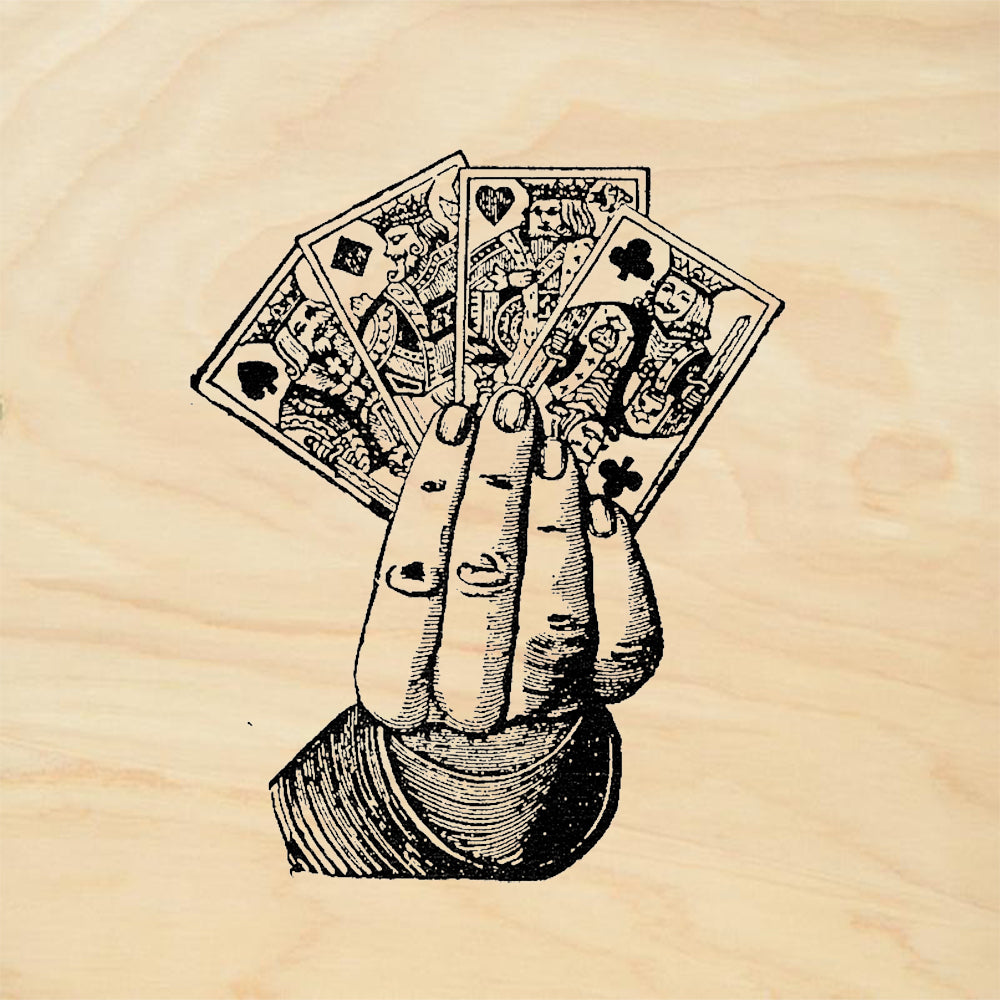 StampaFe Four Kings Card Hand Rubber Art Stamp