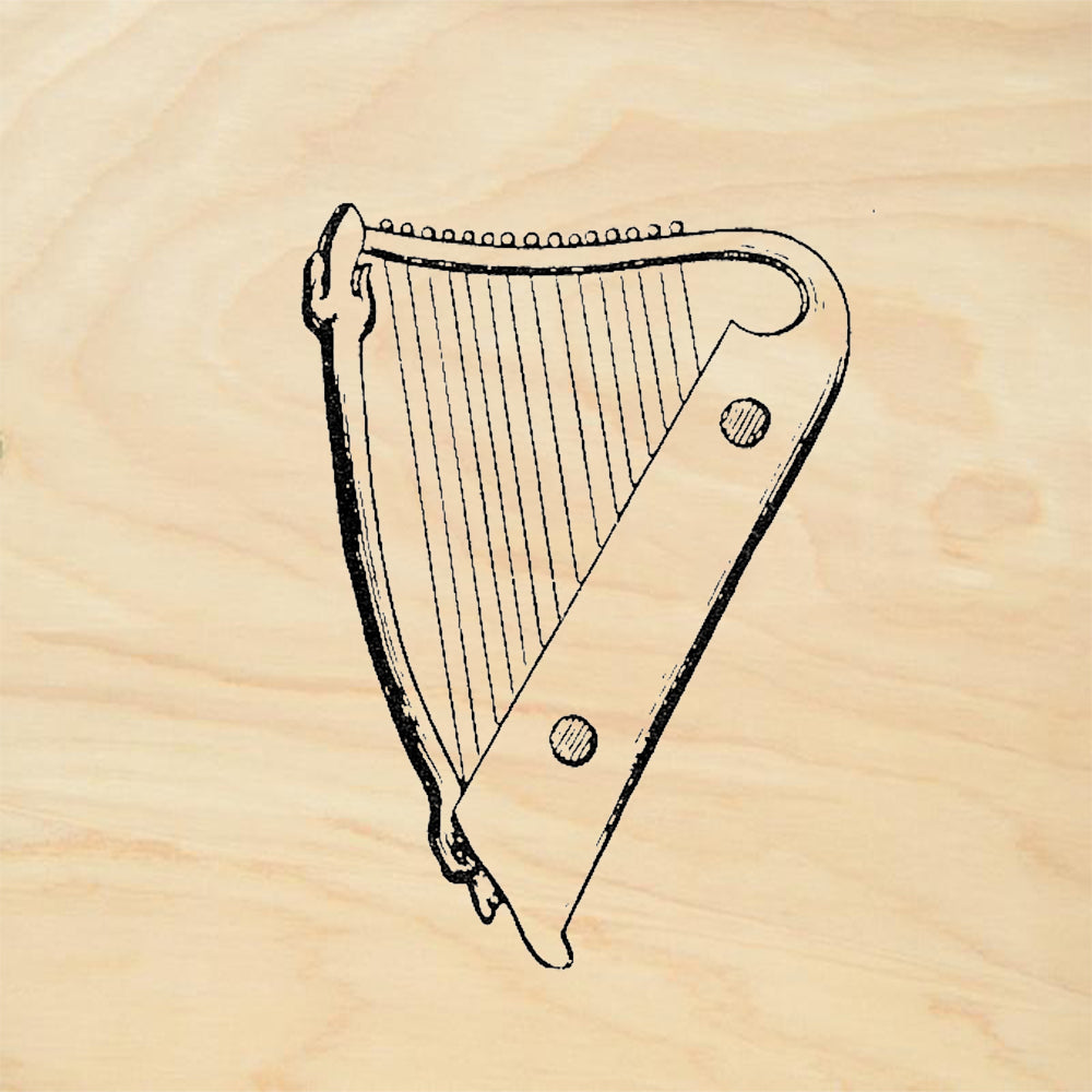 StampaFe Large Lap Harp Stringed Musical Instrument Rubber Art Stamp