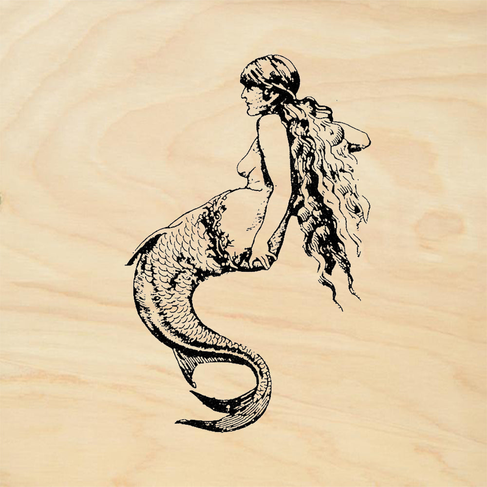 StampaFe Mermaid Facing Left Flowing Hair Fantasy Rubber Art Stamp