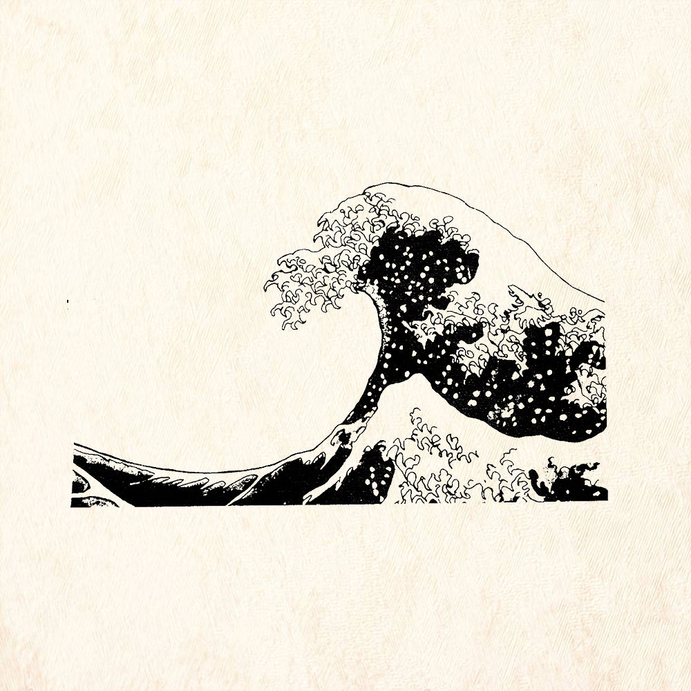 StampaFe Tsunami Wave Facing Left Japanese Ocean Rubber Art Stamp
