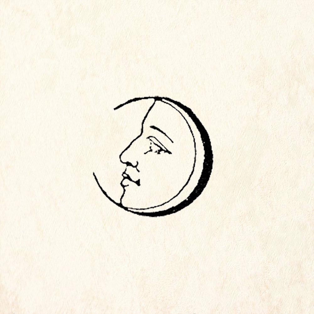 StampaFe Last Quarter Moon Crescent Face Celestial Rubber Art Stamp