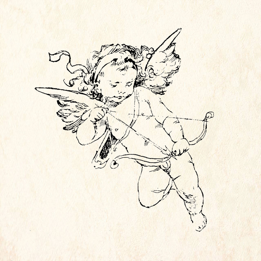 StampaFe Shooting Cupid Cherub Bow and Arrow Rubber Art Stamp