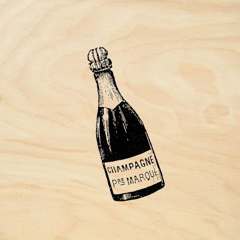 StampaFe Champagne Bottle Rubber Art Stamp