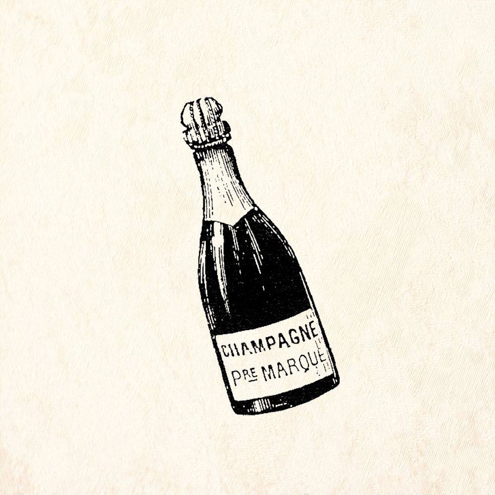 StampaFe Champagne Bottle Rubber Art Stamp