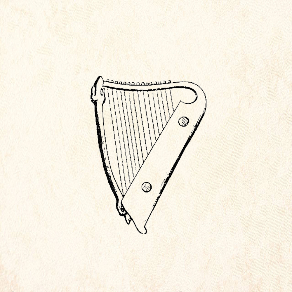 StampaFe Lap Harp Small Rubber Art Stamp
