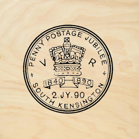 StampaFe Penny Postage Jubilee 1840-1890 Crown VR Postmark Rubber Art Stamp