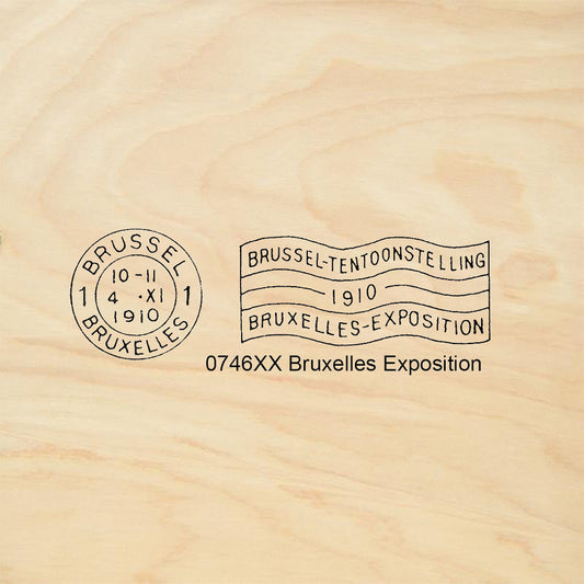 StampaFe Bruxelles Exposition 1910 Dual Postmark Rubber Art Stamp