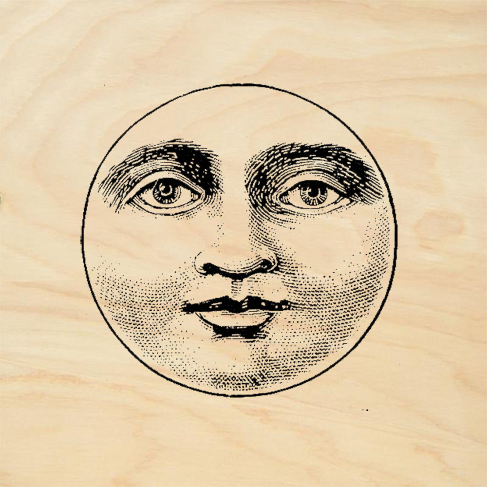 StampaFe Man in the Moon Vintage Mixed Media Rubber Art Stamp