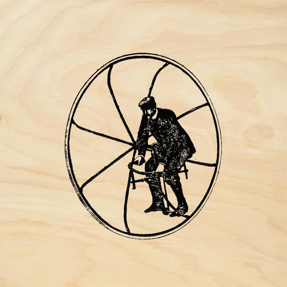 StampaFe Man in Wheel Vintage Mixed Media Rubber Art Stamp
