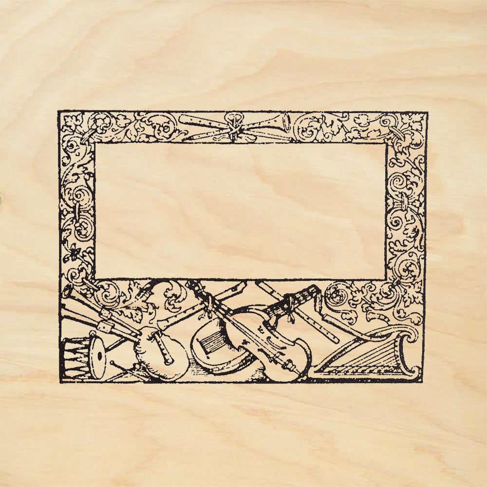 StampaFe Music Frame Vintage Card Making Rubber Art Stamp
