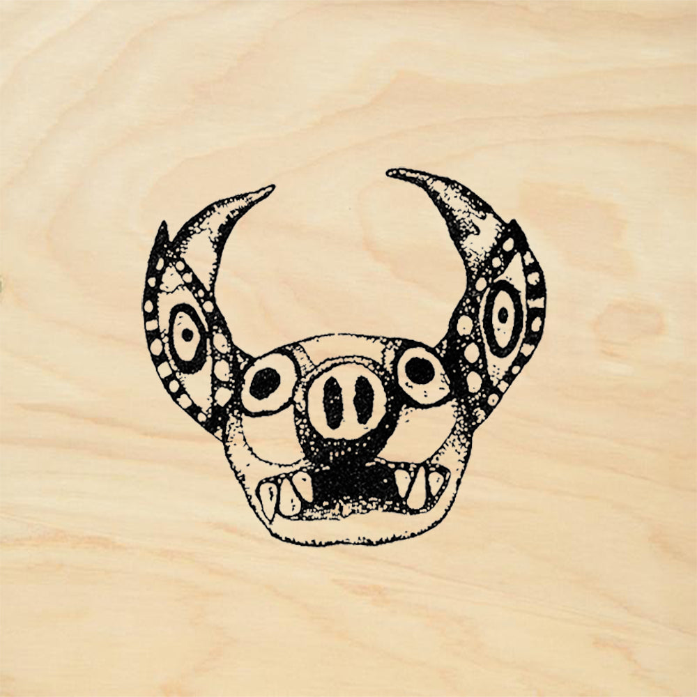 StampaFe Horned Pig Mask Tribal Mixed Media Rubber Art Stamp