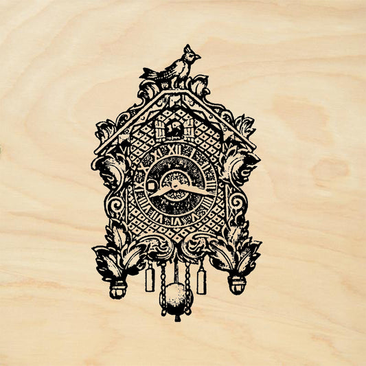 StampaFe Cuckoo Clock Vintage Mixed Media Rubber Art Stamp