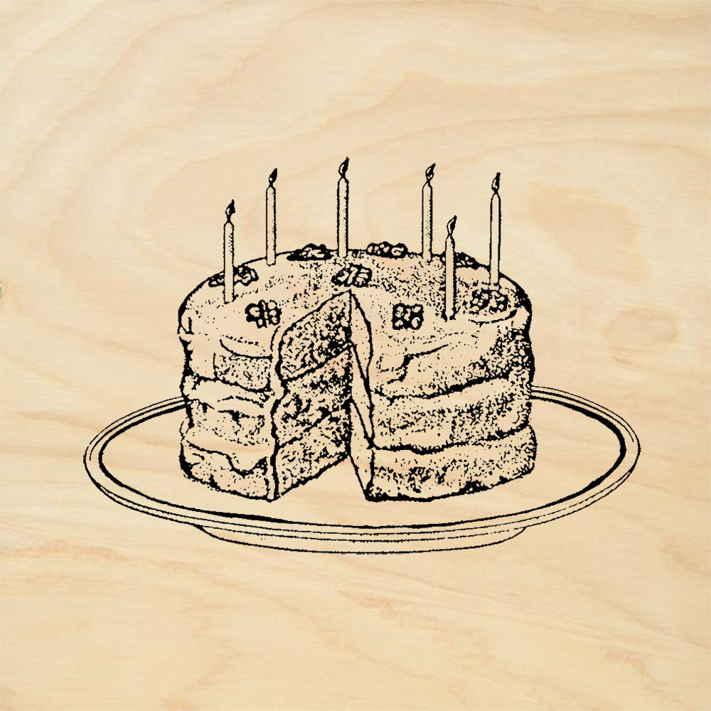 StampaFe Birthday Cake Celebration Card Making Rubber Art Stamp