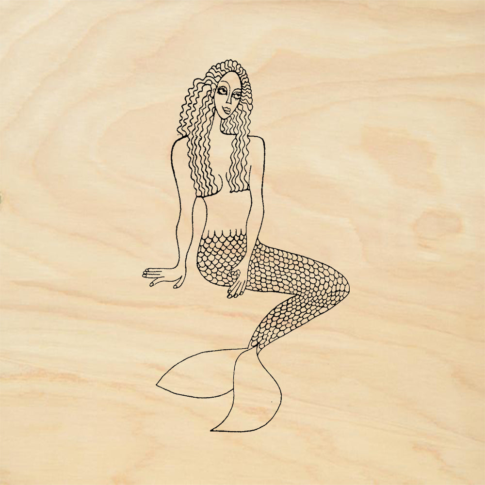 StampaFe Aegina Seated Mermaid Fine Line Rubber Art Stamp