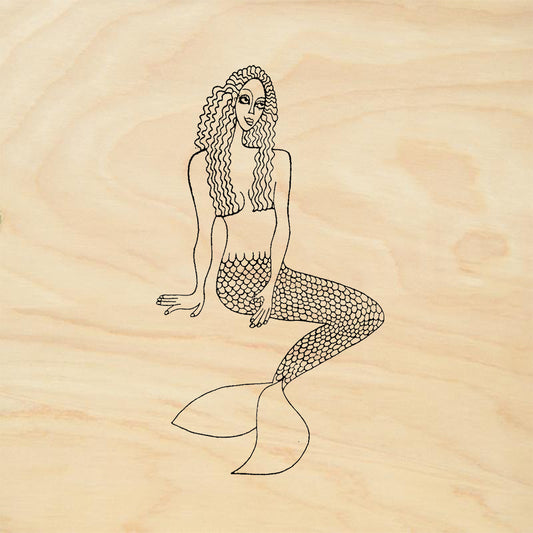 StampaFe Aegina Seated Mermaid Fine Line Rubber Art Stamp