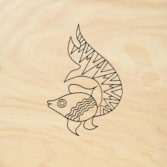 StampaFe Ziggy Zigzag Patterned Fish Rubber Art Stamp