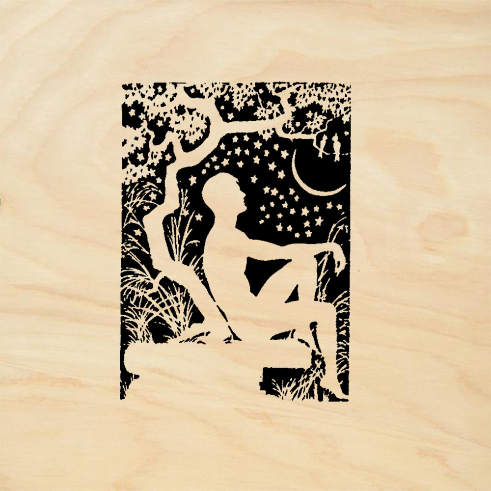 StampaFe Stardust Silhouette Figure Moon Night Scene Rubber Art Stamp