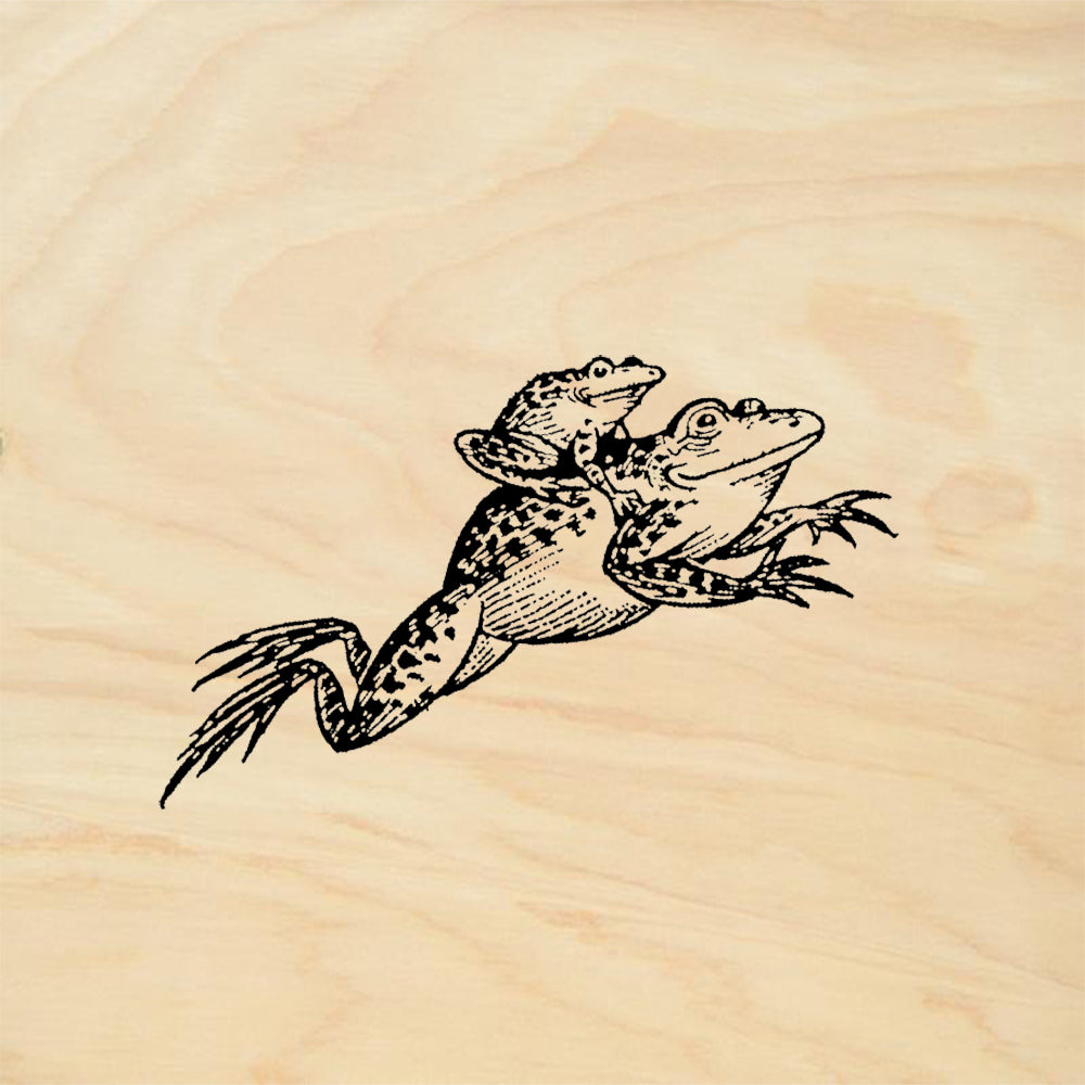 StampaFe Leap Frog Two Frogs Stacked Piggyback Rubber Art Stamp