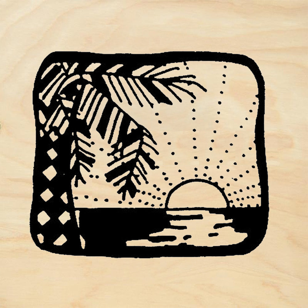 StampaFe Sunset Palm Scene Rubber Art Stamp