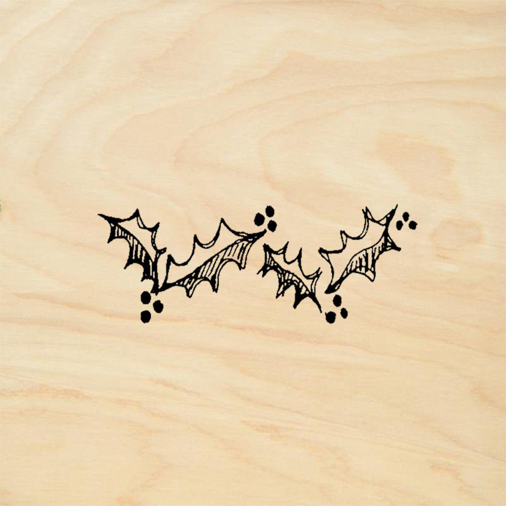 StampaFe Holly Branch Berries Holiday Botanical Rubber Art Stamp