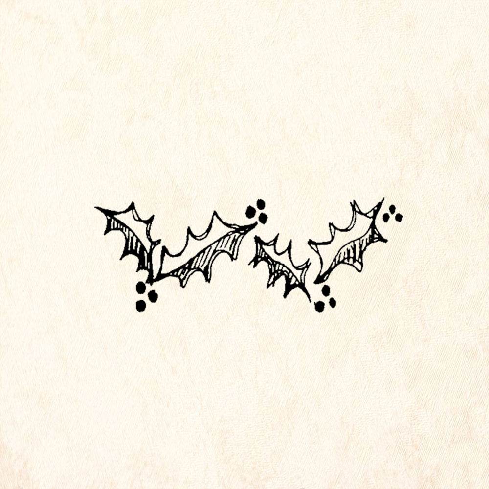 StampaFe Holly Branch Berries Holiday Rubber Art Stamp