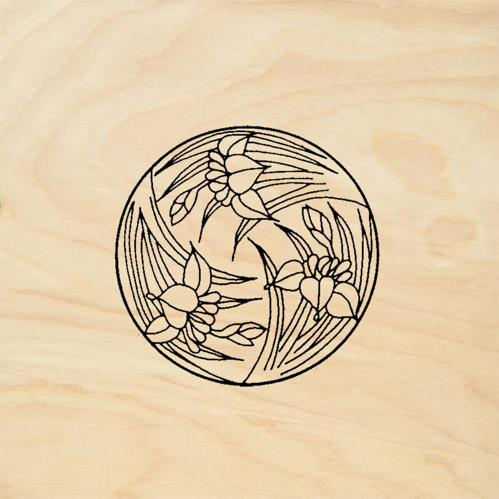 StampaFe Iris Crest Round Flower Botanical Seal Rubber Art Stamp