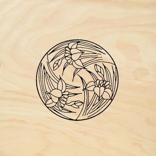 StampaFe Iris Crest Round Flower Botanical Seal Rubber Art Stamp
