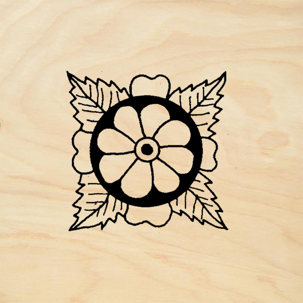 StampaFe Asian Flower Crest Round Floral Medallion Rubber Art Stamp