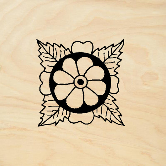 StampaFe Asian Flower Crest Round Floral Medallion Rubber Art Stamp