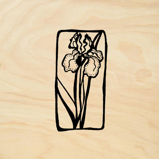 StampaFe Bearded Iris Tall Flower Art Nouveau Rubber Art Stamp
