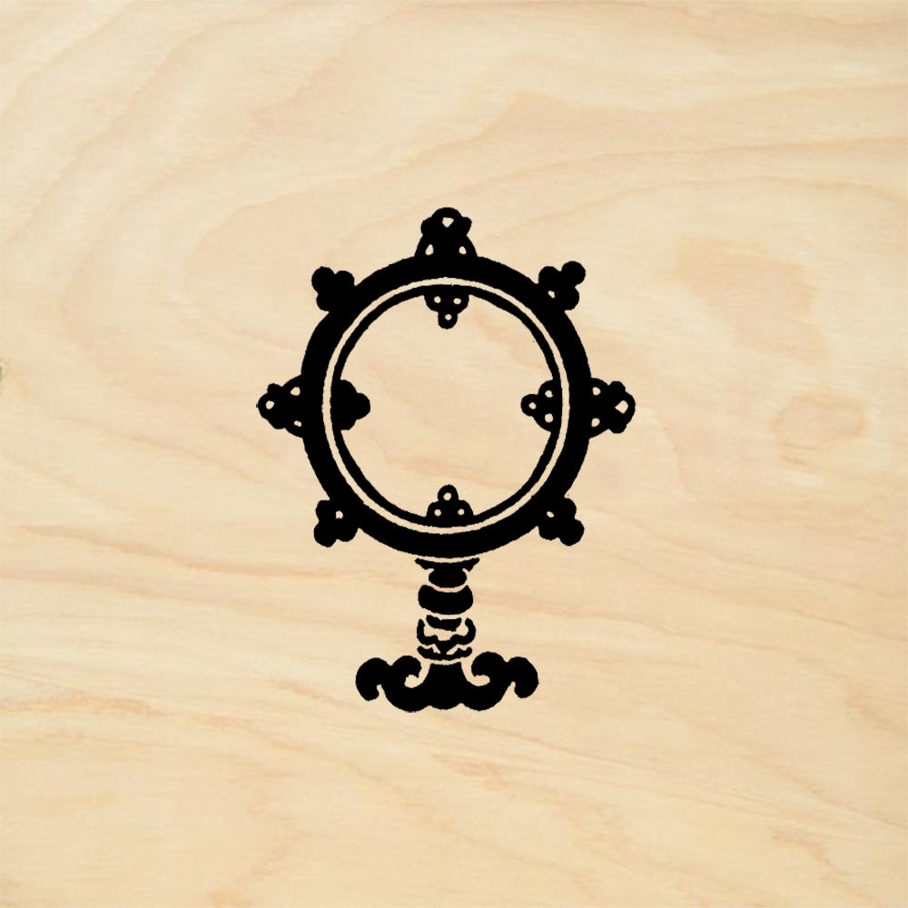 StampaFe Buddhist Symbolistic Mirror Ornate Hand Mirror Rubber Art Stamp