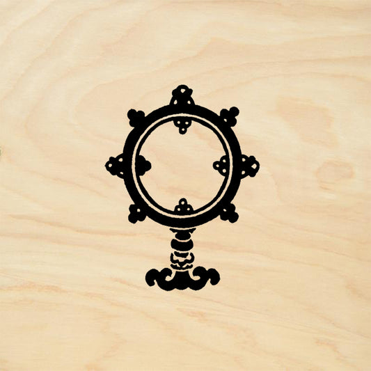 StampaFe Buddhist Symbolistic Mirror Ornate Hand Mirror Rubber Art Stamp