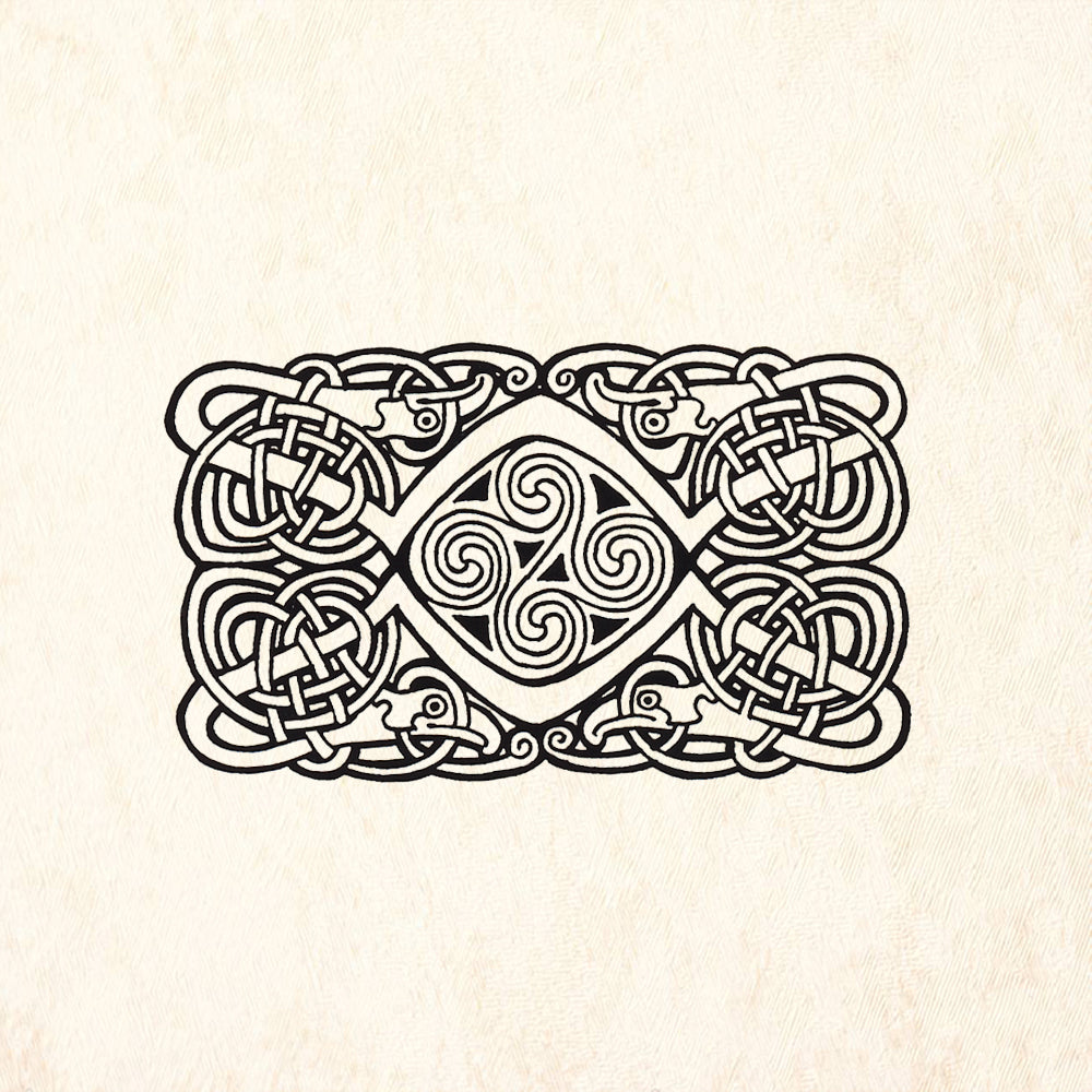 StampaFe Celtic Rectangle Interlace Triskelion Panel Rubber Art Stamp