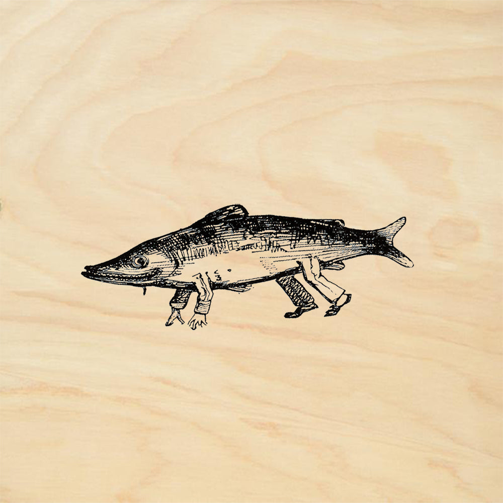 StampaFe Fish Man Walking Whimsical Rubber Art Stamp