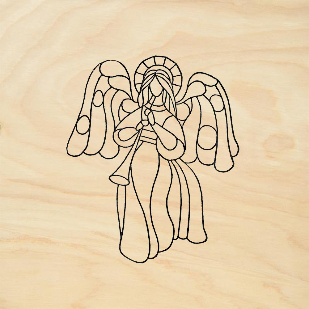 StampaFe Angel with Trumpet Holiday Rubber Art Stamp