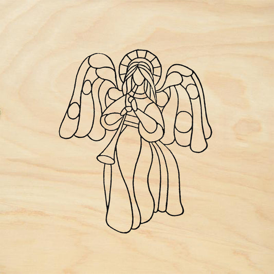 StampaFe Angel with Trumpet Holiday Rubber Art Stamp