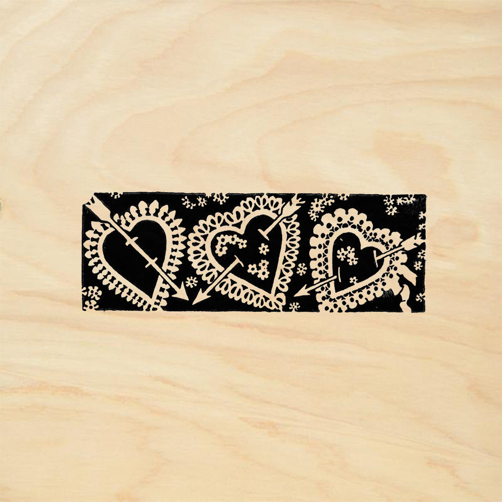 StampaFe Three Hearts Folk Art Rubber Art Stamp
