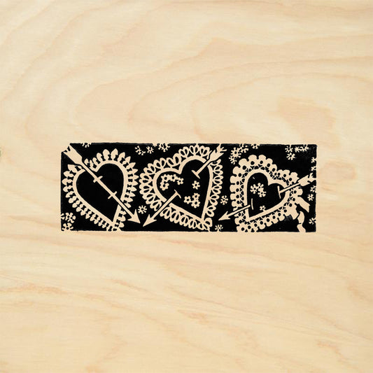 StampaFe Three Hearts Folk Art Rubber Art Stamp