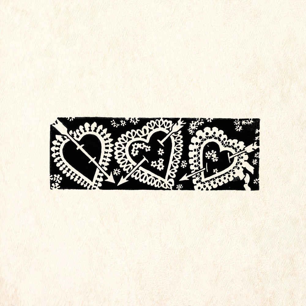 StampaFe Three Hearts Folk Art Rubber Art Stamp
