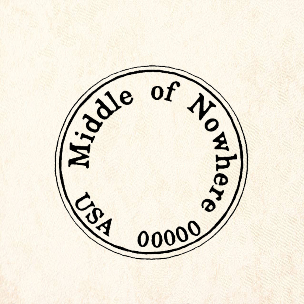 StampaFe Middle of Nowhere, USA 0000 Post Mark Rubber Art Stamp