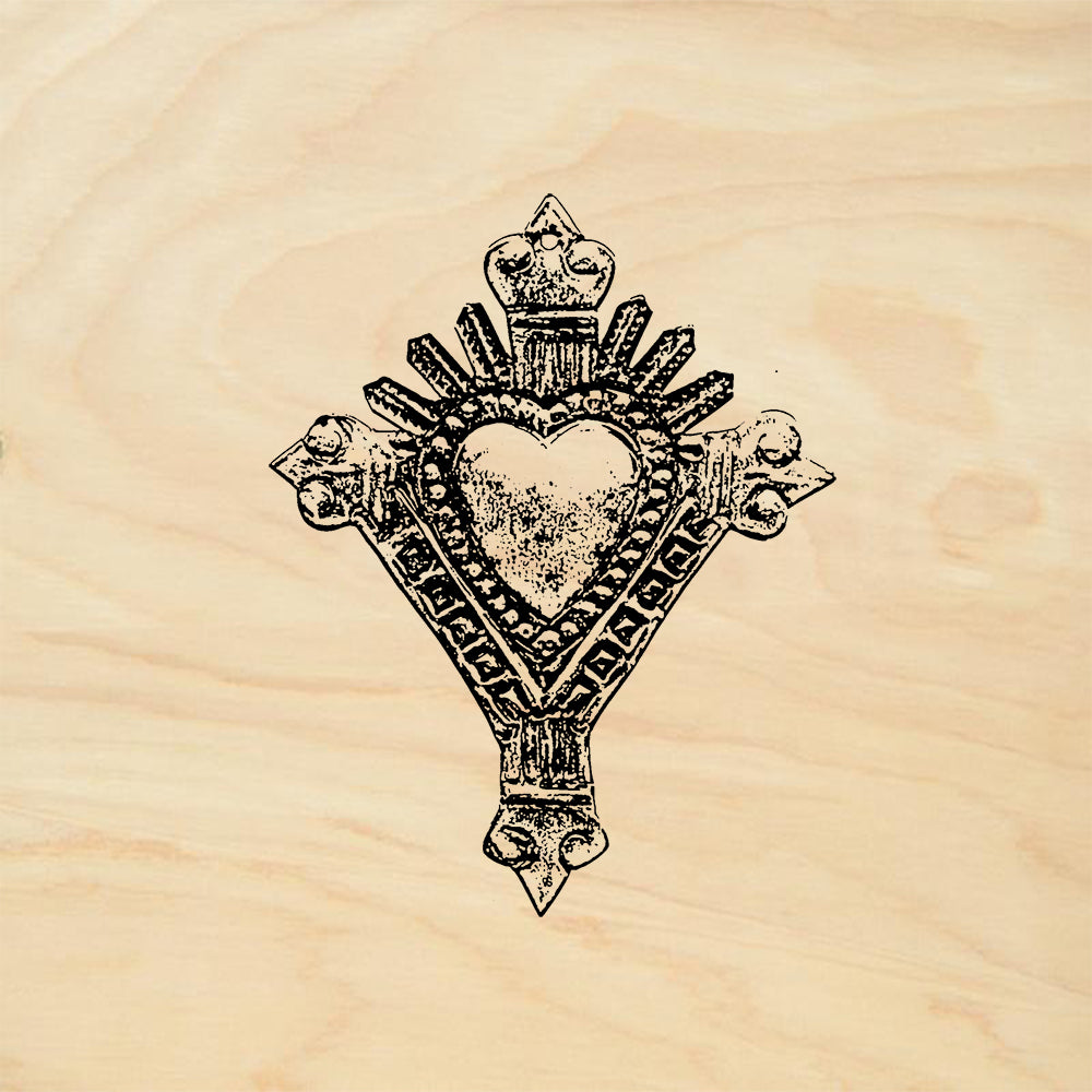 StampaFe Pointy Cross Heart Folk Art Rubber Art Stamp