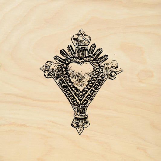 StampaFe Pointy Cross Heart Folk Art Rubber Art Stamp