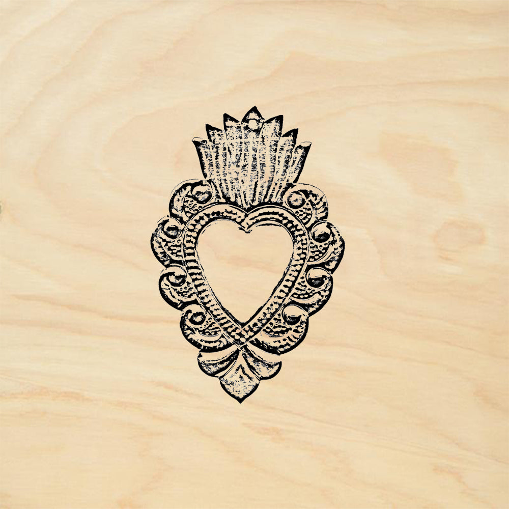 StampaFe Open Sacred Heart small Folk Art Rubber Art Stamp