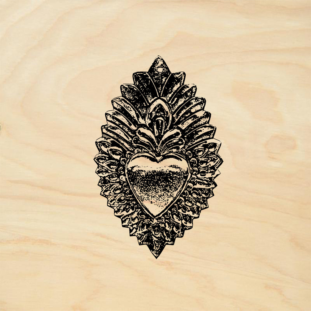StampaFe Sacred Heart, 2 Folk Art Rubber Art Stamp