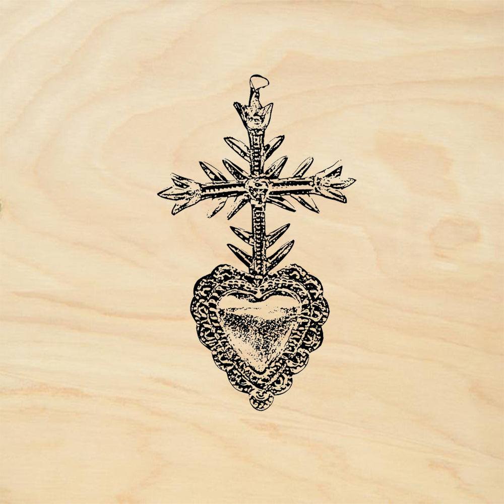 StampaFe Heart and Cross Folk Art Rubber Art Stamp