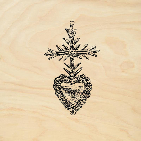 StampaFe Heart and Cross Folk Art Rubber Art Stamp