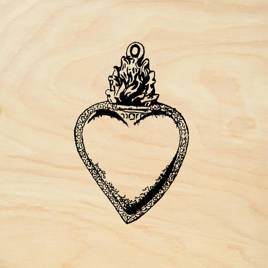 StampaFe Open Sacred heart large Folk Art Rubber Art Stamp