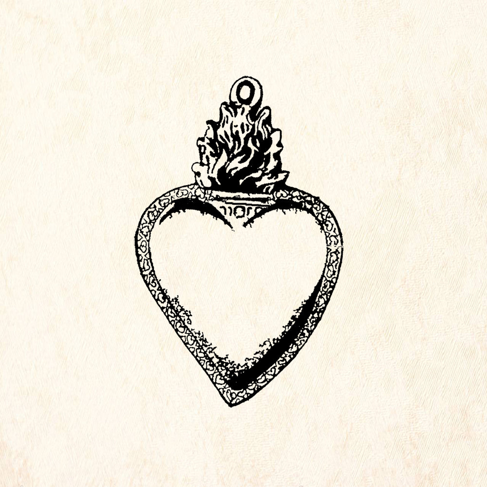 StampaFe Large Open Sacred Heart Rubber Art Stamp