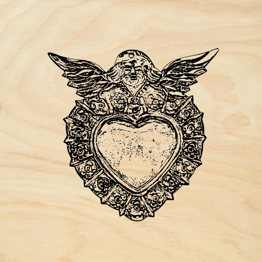 StampaFe Angel Heart Folk Art Rubber Art Stamp